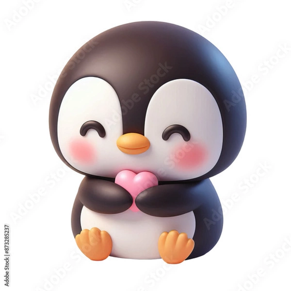 Fototapeta 3d penguin making cute shy smile