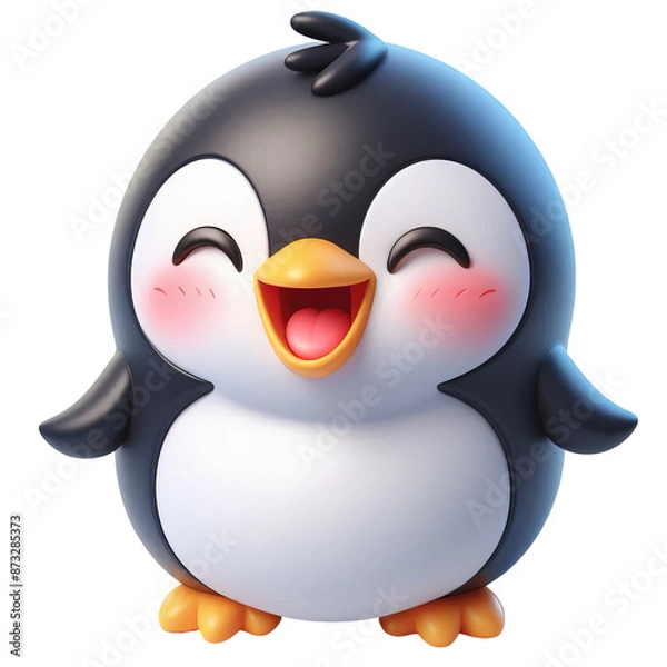 Fototapeta 3D penguin with a smile on it's face isolated on transparent background