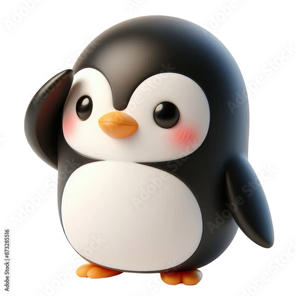 Fototapeta 3d penguin salute icon isolated on transparent background