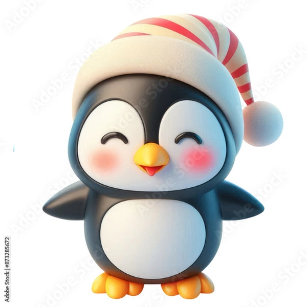 Fototapeta 3d penguin making cute shy smile