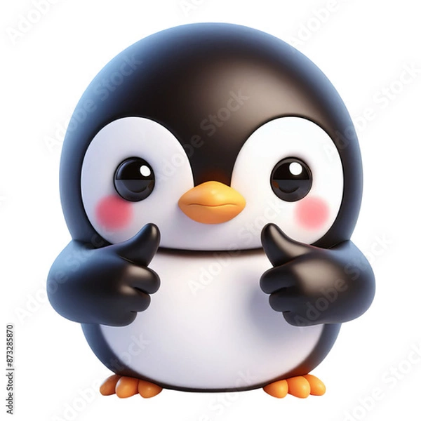 Fototapeta  3d penguin with thumbs up for winning, good job or success