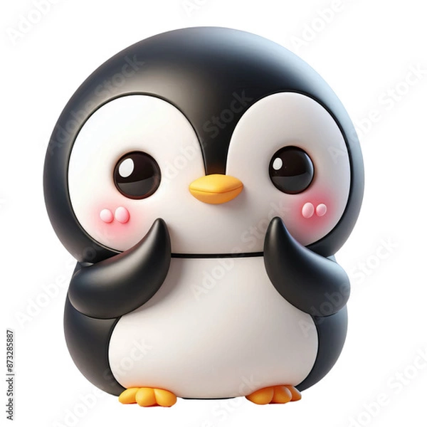 Fototapeta 3d penguin making shy, isolated on transparent background	