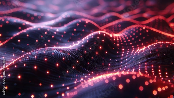 Fototapeta Abstract Neon Lines with Holographic Effects