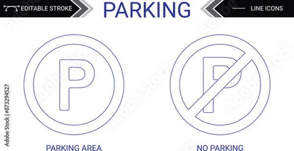 Fototapeta Parking and no parking line icon with editable stroke