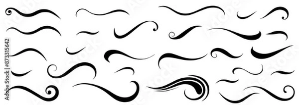 Obraz Elegant Decorative Swirls and Flourishes Set. Vector Black Curves for Design