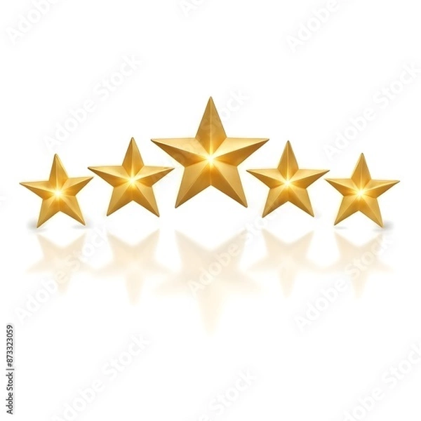 Obraz Five gold stars representing a 5 star review or five star rating