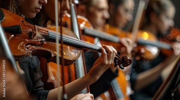 Fototapeta A group of musicians performing together, each one playing their instrument with precision and skill, creating a beautiful and harmonious melody that exemplifies subtle equilibrium