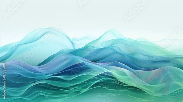 Obraz An elegant 3D banner featuring a wave in a serene blue and green gradient, simulating the calming effect of ocean waves in abstract form.