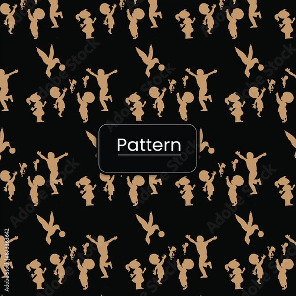 Obraz bird, father and sons seamless pattern design