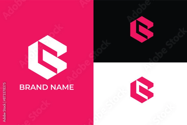 Fototapeta letter G C modern abstract Universal elegant vector emblem Premium business logotype, letter C negative space modern abstract logo, letter G heart icon romance love logo
