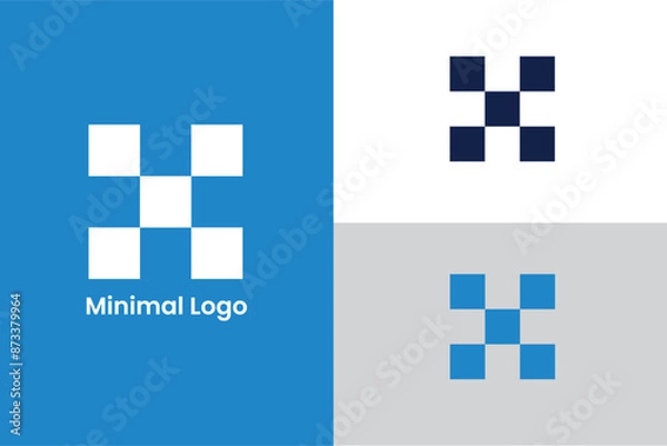 Fototapeta letter X square diamond icon maze logo, letter X game puzzle geometric logo, square box qr code geometric logo, letter x pixel pattern