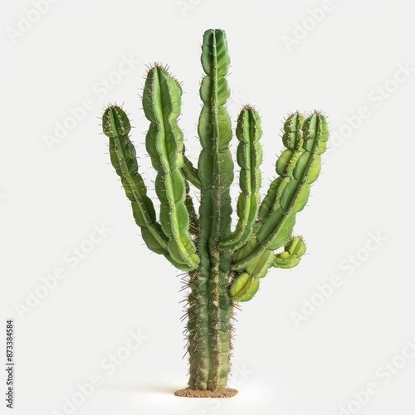 Fototapeta This is a photo of a cactus. It is a tall, green plant with sharp spines. It is growing in a pot.