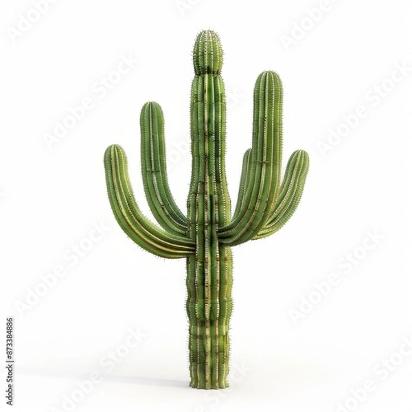 Fototapeta Saguaro cactus isolated on white background. 3D illustration.