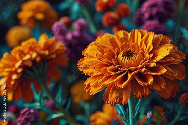 Obraz psychedelic a Marigold flower. DMT art style