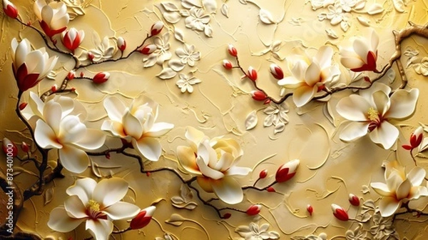 Fototapeta On background, a flower in close-up, adorably awesome. A natural decoration, it's a spectacular sight to behold.