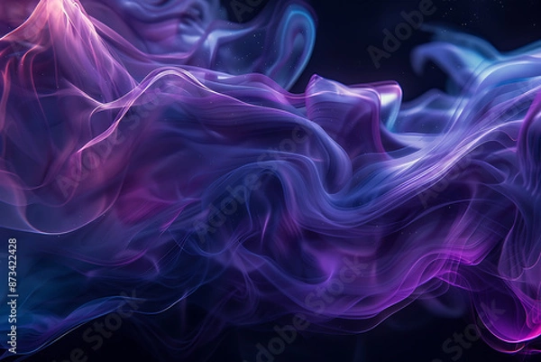 Fototapeta Floating smoke-like shapes in various colors on a black background, creating an ethereal and mesmerizing visual effect.