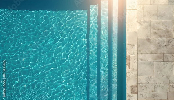 Fototapeta fresh pool water with sunshine