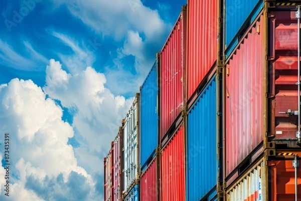 Obraz Cargo containers managed with superior performance and execution, streamlined logistics operations