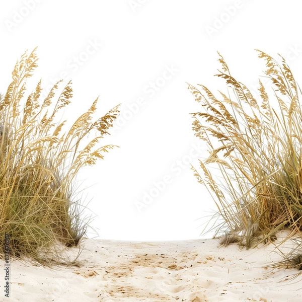 Obraz beach grass and sand dunes in the sand on the png background