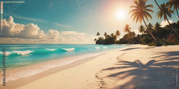 Fototapeta beautiful and quiet beach, summer, tranquility, vacations, relaxation, for text