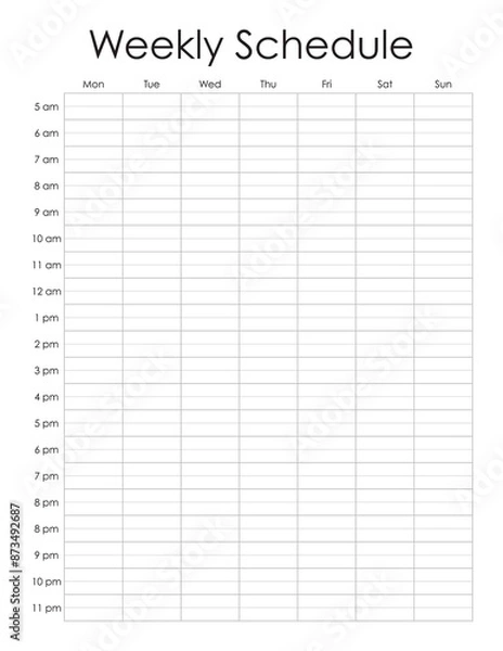 Fototapeta Weekly Schedule Planner printable, simple