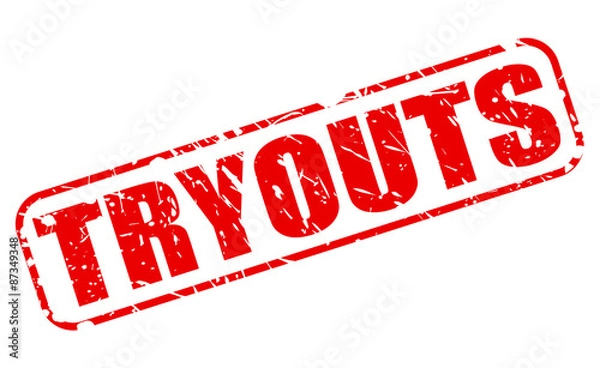 Obraz Tekst czerwony znaczek Tryouts