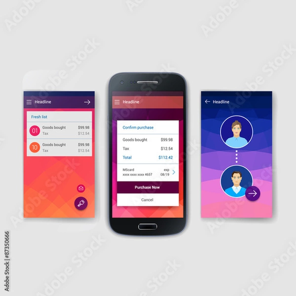 Fototapeta Modern user interface screen template for mobile smart phone or