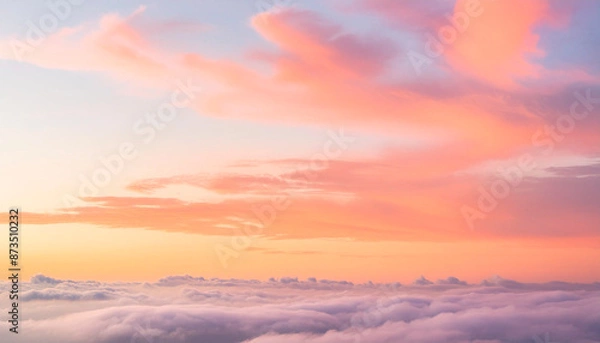 Obraz Beautiful aerial view of cloudscape at sunset time. Nature background