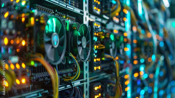 Fototapeta GPU Farm for Industrial Crypto Mining