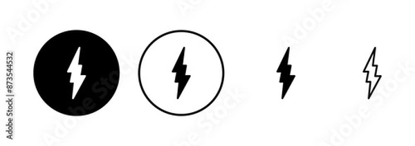 Fototapeta Lightning icon vector isolated on white background. Bolt icon vector. Energy and thunder electric icon