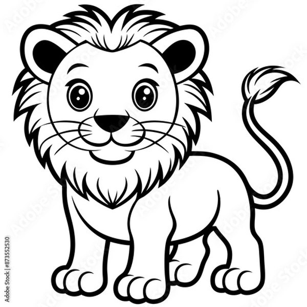 Fototapeta cute lion line art, generative AI