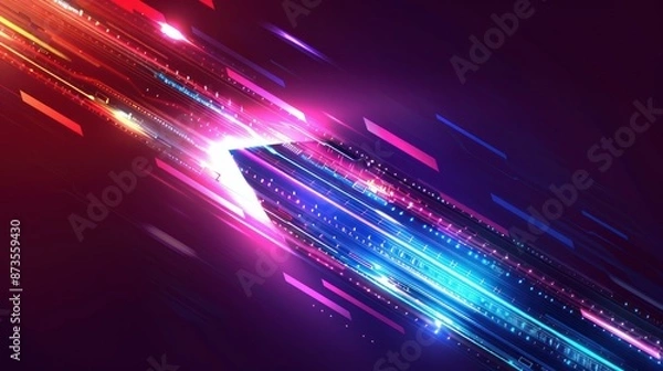 Fototapeta Abstract Digital Arrow with Neon Lights