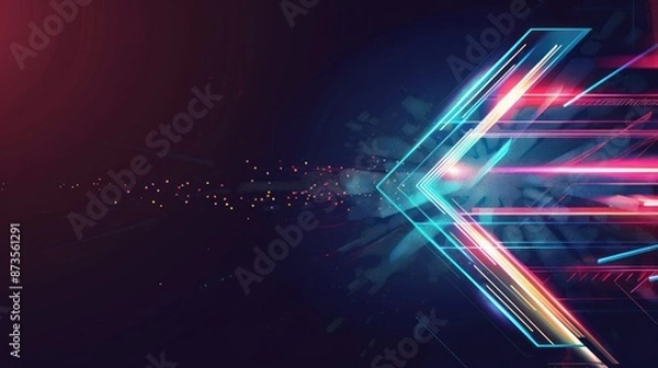 Fototapeta Abstract Geometric Digital Art with Neon Lights