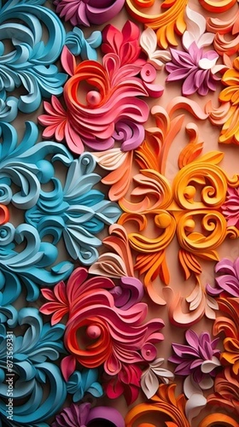 Fototapeta a colorful piece of art with the word  flower  on it.
