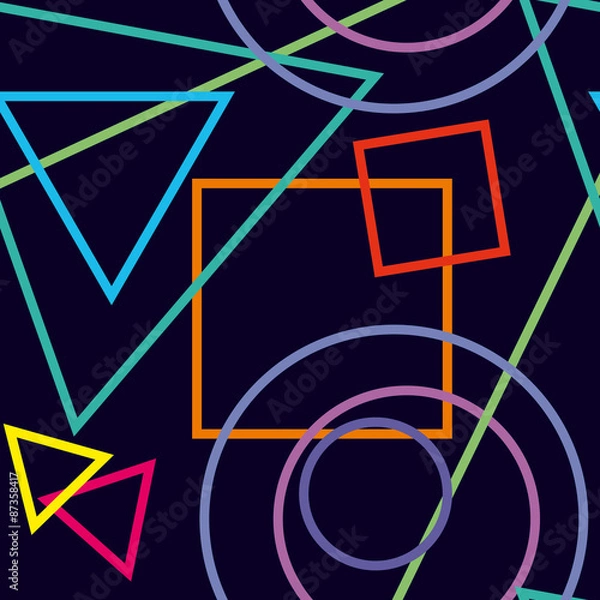 Obraz abstract geometric figures on dark blue background. seamless tex