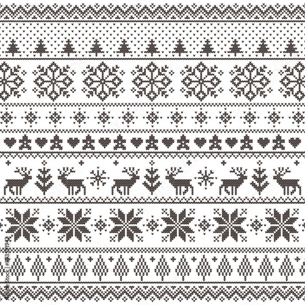 Fototapeta ノルディックパターン-冬のモチーフ