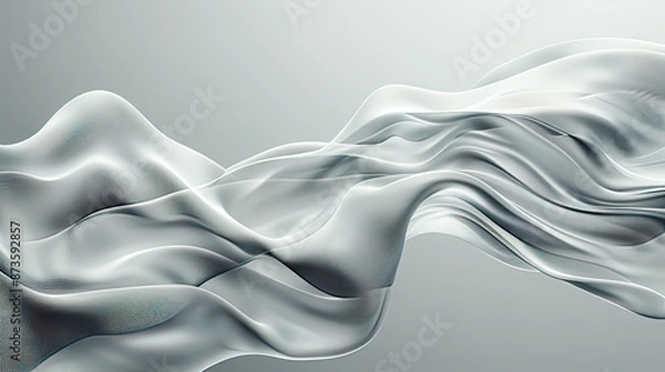 Fototapeta Photorealistic  illustration of an abstract grey background with flowing dynamic waves soft gradients focus on technology network contemporary and elegant 