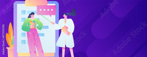 Fototapeta Medical characters fighting the epidemic flat vector concept operation hand drawn illustration
