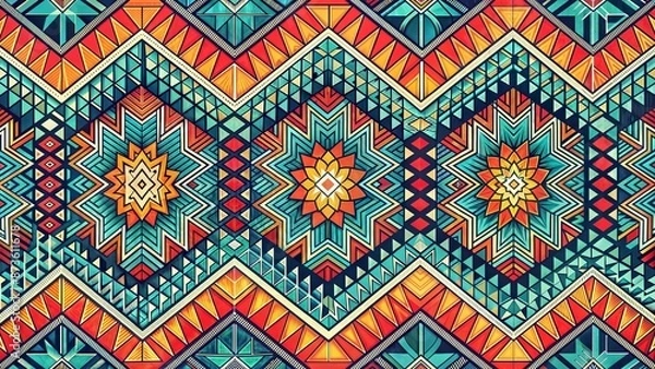 Fototapeta vector seamless tribal ethnic geometric pattern
