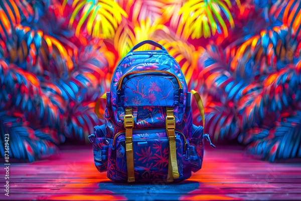 Obraz Back to School Backpack in Tropical Vibrant Background