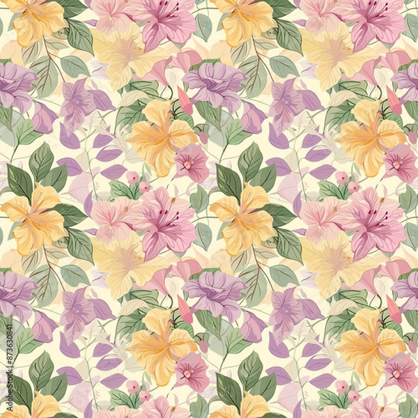 Fototapeta Floral variety color, form nature, seamless fabric pattern.