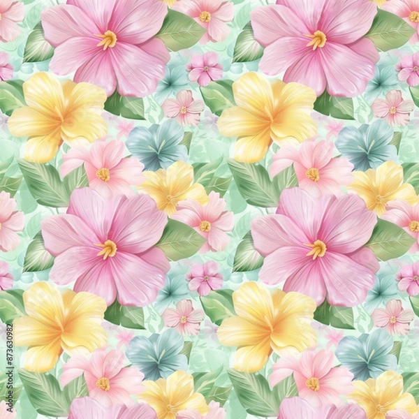 Fototapeta Floral variety color, form nature, seamless fabric pattern.