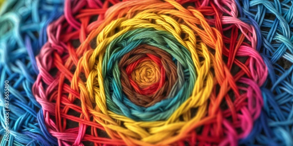 Fototapeta Close-up of Colorful Woven Pattern | Vibrant Multicolored Textile Design