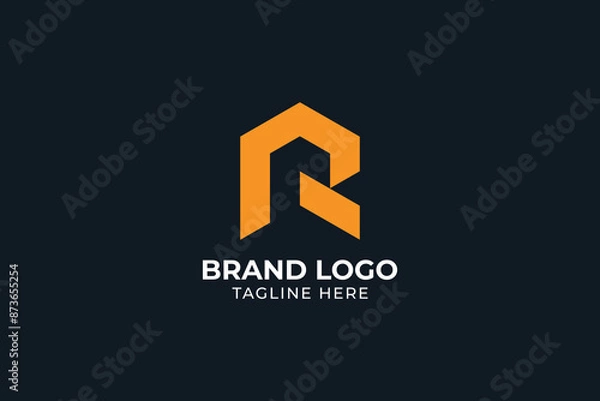 Fototapeta letter R P home roof construction company creative minimal monochrome monogram, Construction Architecture Building Logo Design