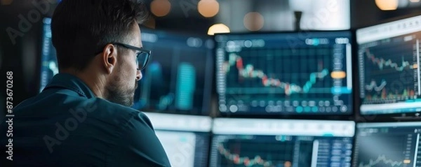 Obraz Highspeed trading machine processing financial transactions, machine  transaction, algorithmic trading