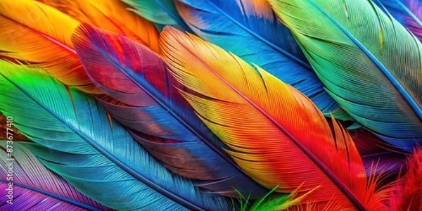 Fototapeta Close-up of delicate and colorful feathers of a bird, feathers, bird, colorful, close-up, soft, delicate, texture, plumage