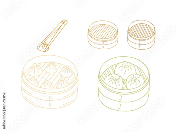 Obraz Chinese Food Illustration with Cartoon Style