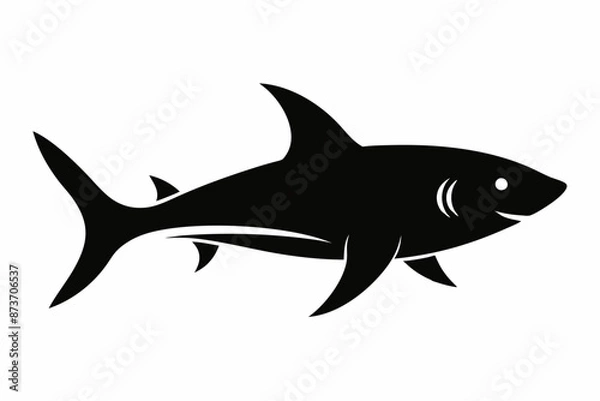 Fototapeta Shark vector illustration, shark jumping isolated on white, shark silhouette, shark vector art