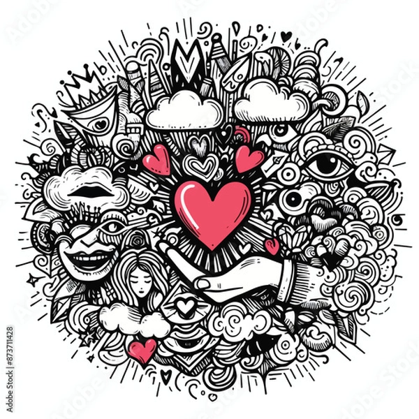 Obraz Creative Doodle Art Heart Explosio