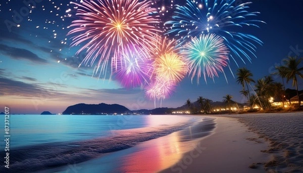 Fototapeta 花火とバカンス旅行